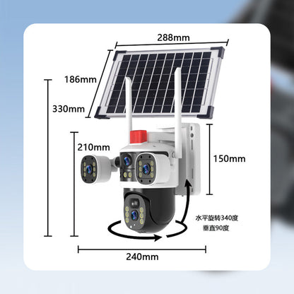 💥2025 New Hot Sale🎥 Triple-Lens Solar 360° Dome Camera