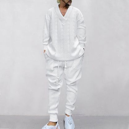 Men's 2-Piece V-Neck Baggy Sweatshirt & Joggers Set