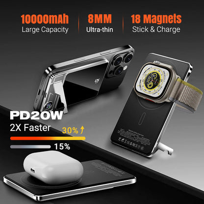 Ultra-thin Fast Charging with Built-in Bracket Lanyard Magnetic Wireless External Battery Mobile Power Supply