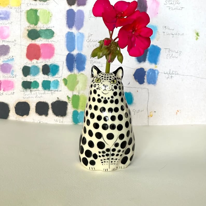 Polka Dot Cat Vase🐱
