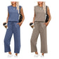 2025 New Women's  Sleeveless Top & Wide-Leg Pants 2-Piece Set