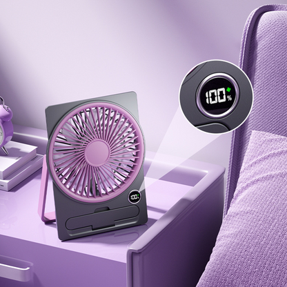 Powerful Breeze Slim Card Fan - 6 Speed, USB Charging and Cell Phone Holder