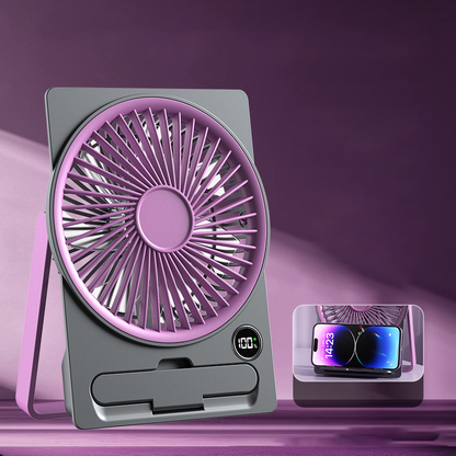 Powerful Breeze Slim Card Fan - 6 Speed, USB Charging and Cell Phone Holder