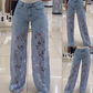 🌸Summer Hot🔥High Waisted Lace Splicing Jeans
