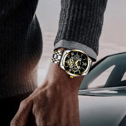 🔥Men's Waterproof Roman Skeleton Automatic Mechanical Watch