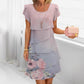 Women's Summer Round Neck Floral Printed Cake Dress