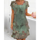 Women's Summer Round Neck Floral Printed Cake Dress