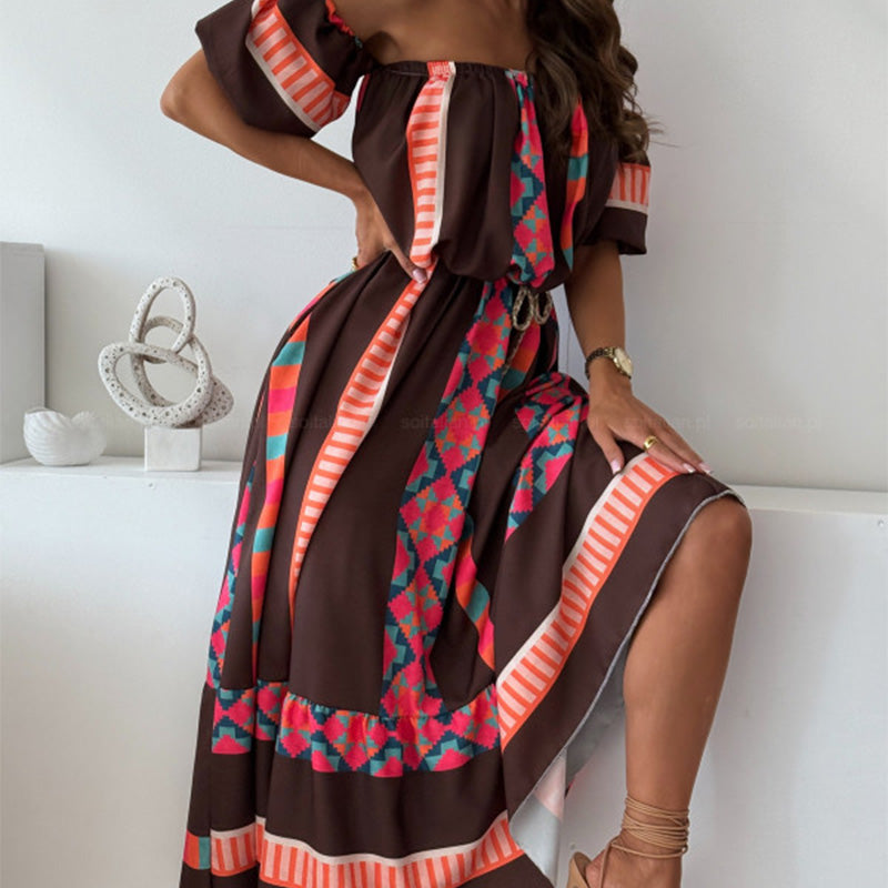 Casual Print Off-Shoulder Dress