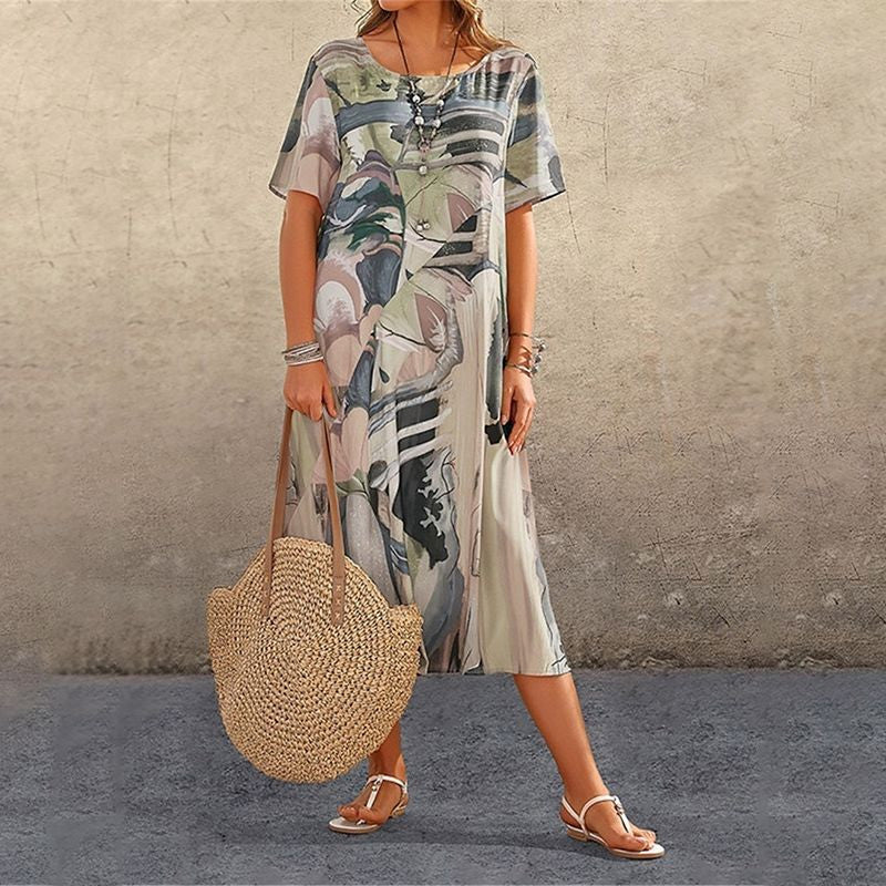 💃Elegant Mulberry Silk Tropical Breeze Dress
