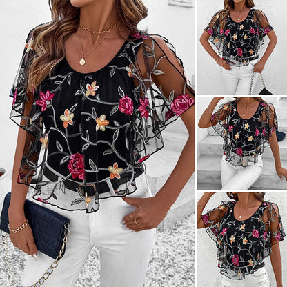 🌸Women's Printed Mesh Patchwork Top
