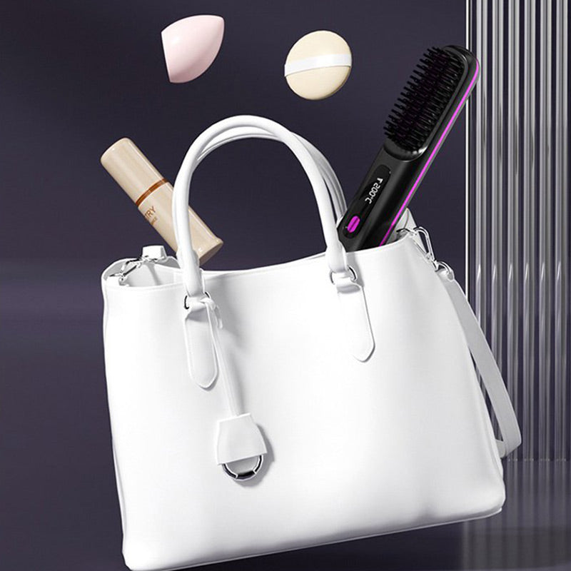 🎁Wireless Ceramic Heating Hair Straightening Comb