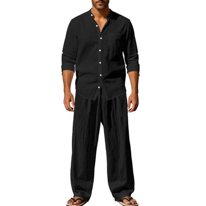 👔 Men’s Shirt & Pants Set – Casual, Breathable Linen, Relaxed Fit ✨