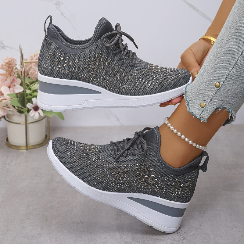 👟 Rhinestones-Embellished Breathable Mesh Sneakers – Sparkle Design, Airy Comfort & Grippy Soles ✨