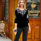 Women's Velvet Rhinestone Top & Pants Set