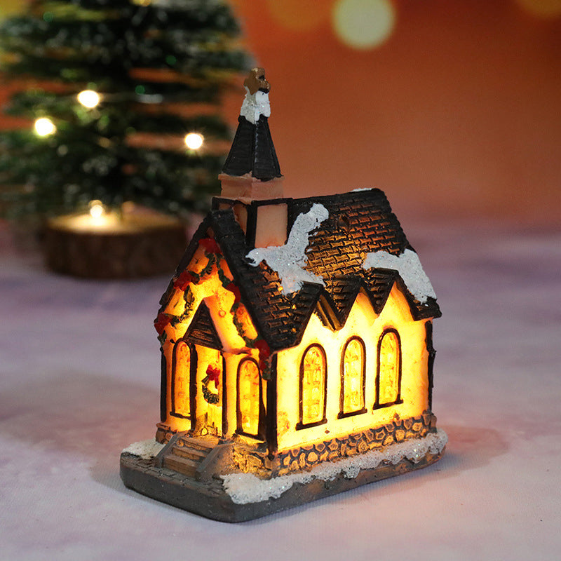 Miniature LED Lighted Christmas Village House