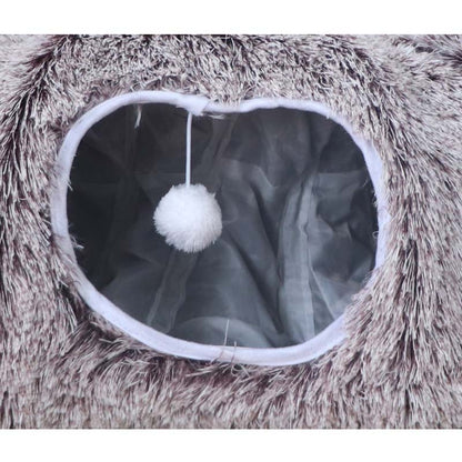 2-in-1 Foldable Indoor Soft Round Cat Tunnel Bed
