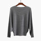Women's Boat Neck Dolman Sleeve Ribbed Knitted Sweaters
