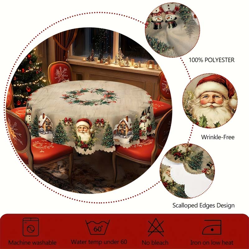 🎄Christmas Tablecloth – Festive Table Decoration for Christmas & Holidays, Washable