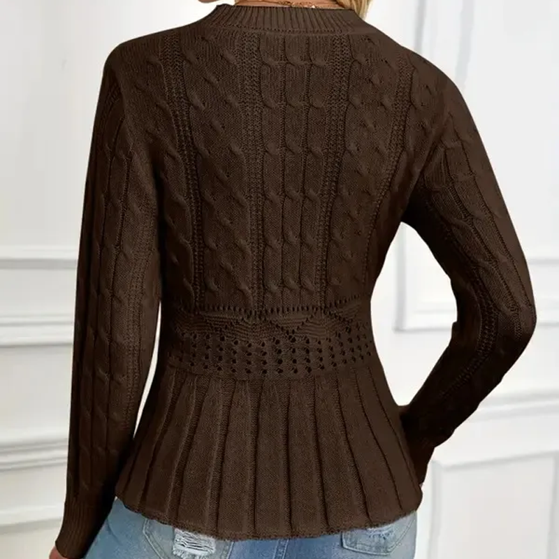 Women's Chunky-Knitted Crew Neck Peplum Sweater🧶👚