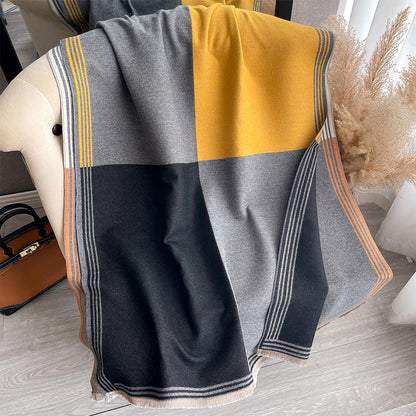 Oversized Color-Block Scarf Shawl