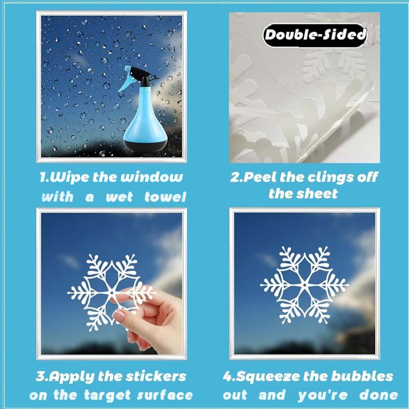 Christmas-Themed Glittering Window Stickers 9 PCS Set