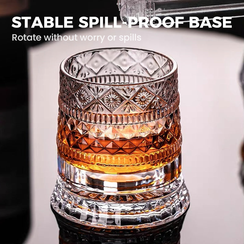 🥃  360° Rotating Whiskey Glass – Aerate & Relieve Stress ✨