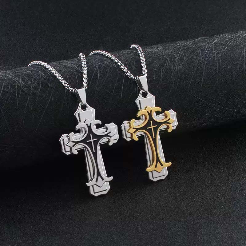 🔥Men's Two-Tone Cross Pendant Necklace