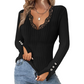 Value Bundle: Lace Detail V-Neck Top for Women + Brooch
