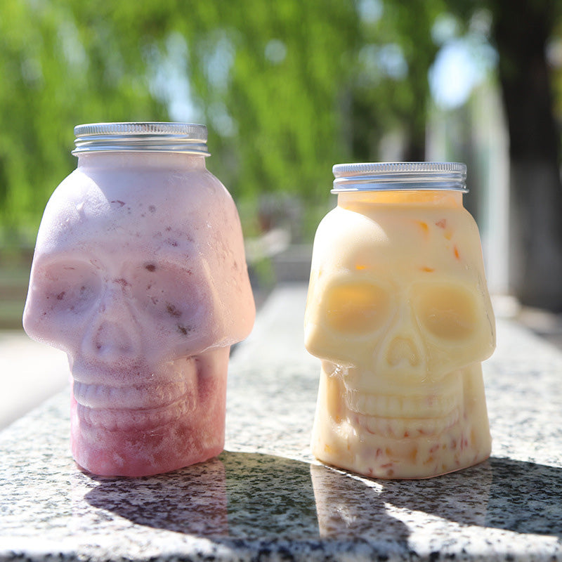 Skull Shaped Beverage Bottle with Lid