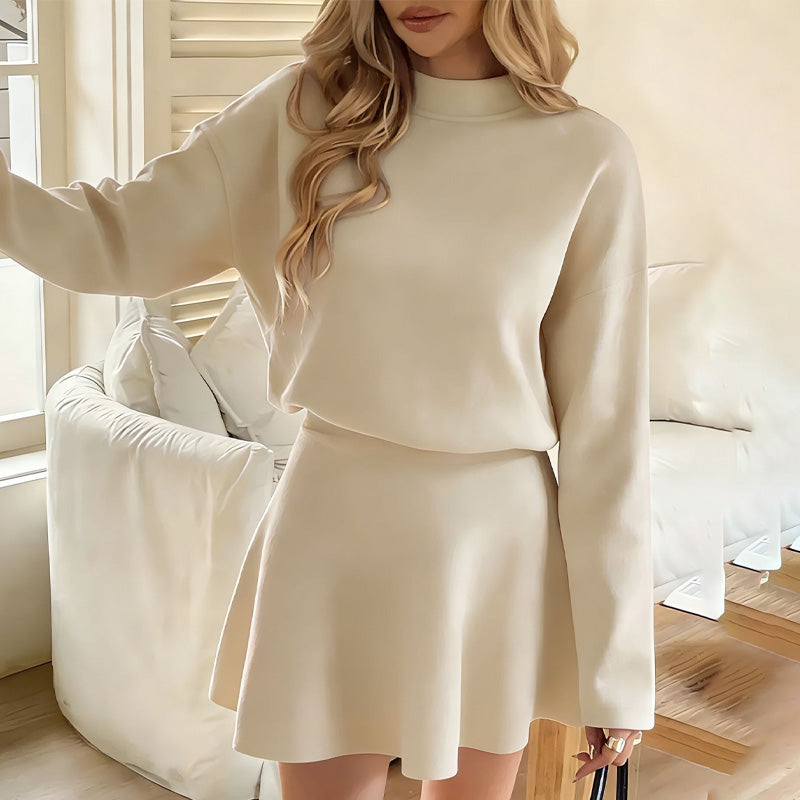 ✨💓Women's Mock Neck Knit A-Line Mini Dress