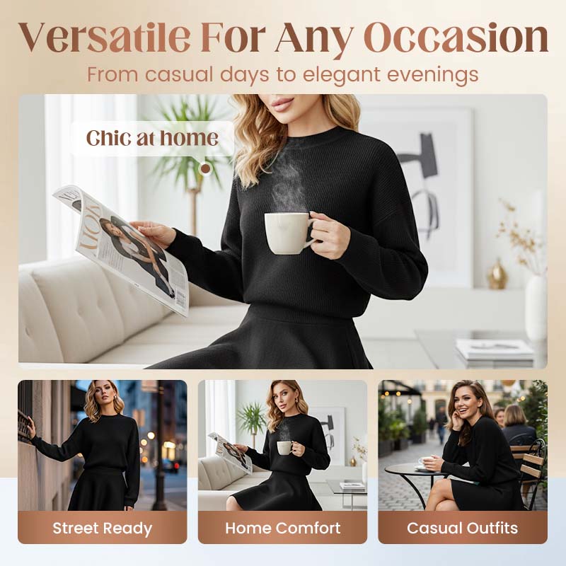 ✨🌸Women's Mock Neck Knit A-Line Mini Dress👗