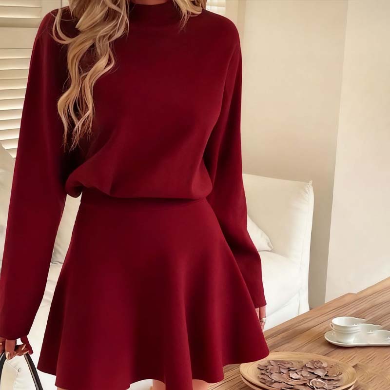 ✨🌸Women's Mock Neck Knit A-Line Mini Dress👗