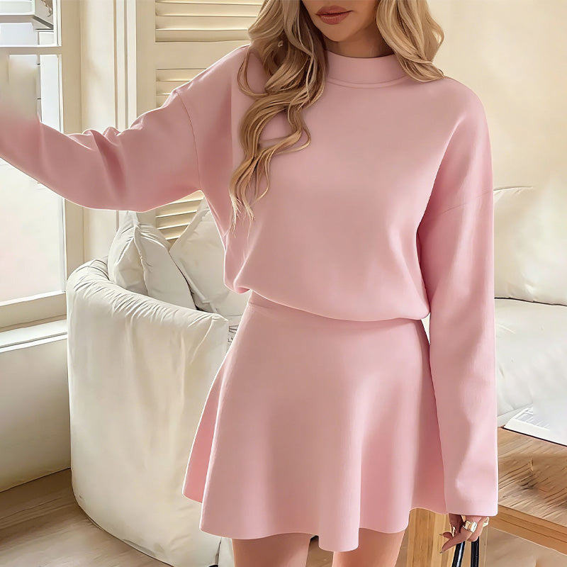 ✨🌸Women's Mock Neck Knit A-Line Mini Dress👗