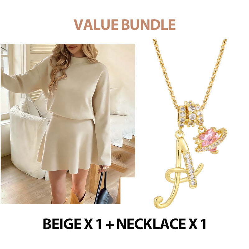 ✨🌸Women's Mock Neck Knit A-Line Mini Dress👗