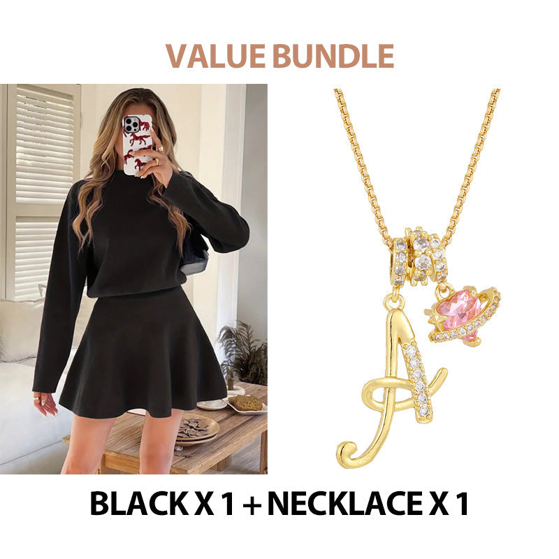 ✨🌸Women's Mock Neck Knit A-Line Mini Dress👗