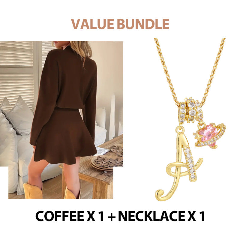 ✨🌸Women's Mock Neck Knit A-Line Mini Dress👗