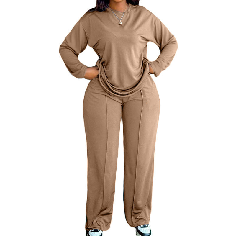 Women's Long Sleeve Top & Wide-Leg Pants 2-Piece Set