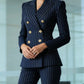 💞50K+ SOLD!🍂Women's Pinstripe Double-Breasted Suit Set