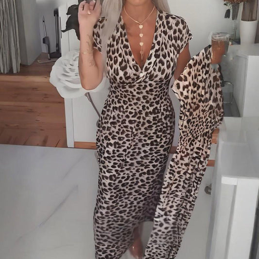 👗Women's V-Neck Leopard Print Dress