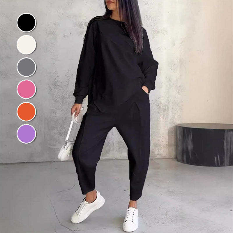 🔥Women's Irregular Hem Top & Casual Pants Set