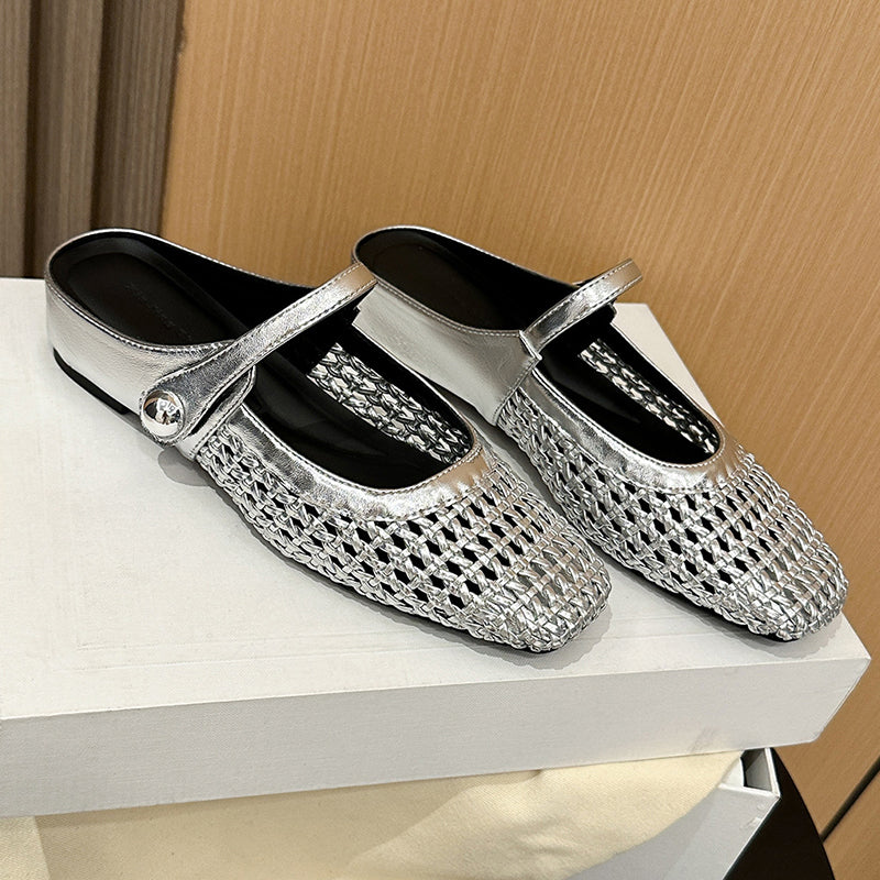Women's Woven Square-Toe Mary Jane Mules