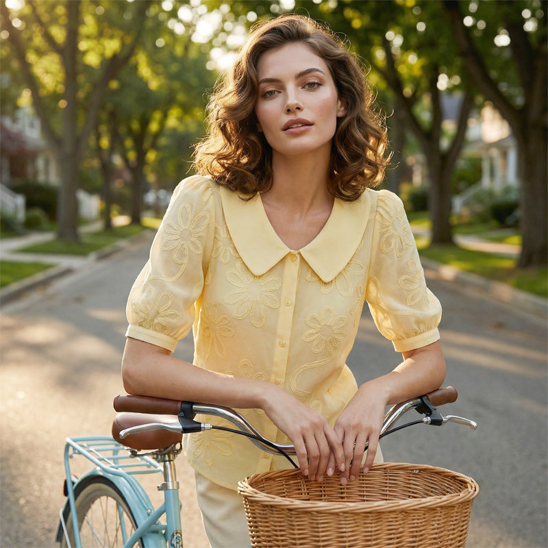 ✨Hot Sale✨Embroidered Floral Retro Collar Shirt