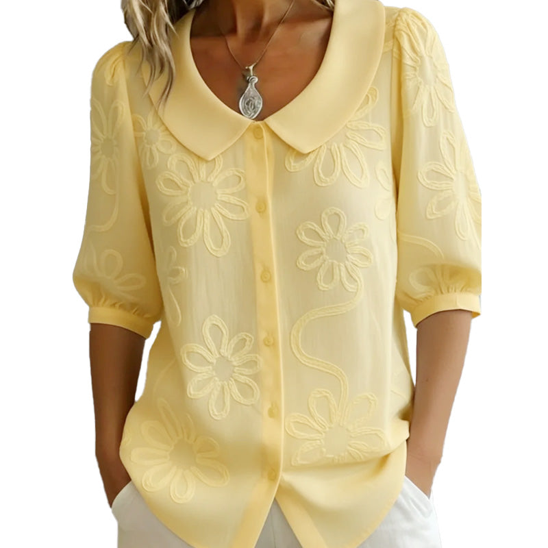 ✨Hot Sale✨Embroidered Floral Retro Collar Shirt