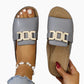 Artificial Leather Open Toe Slippers