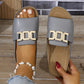 Artificial Leather Open Toe Slippers