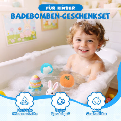 🛁 Natural Bath Bombs for Kids with Mega Bubbles & Surprise Inside 🥚✨