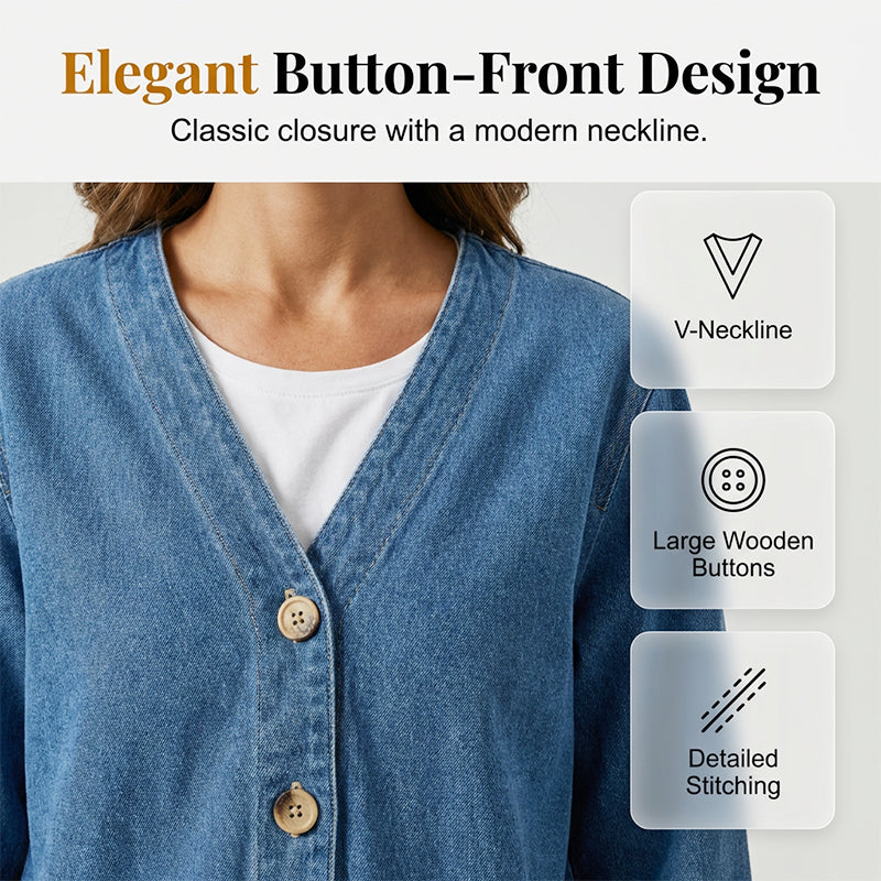 🧥Women's Classic Button Front Denim Jacket