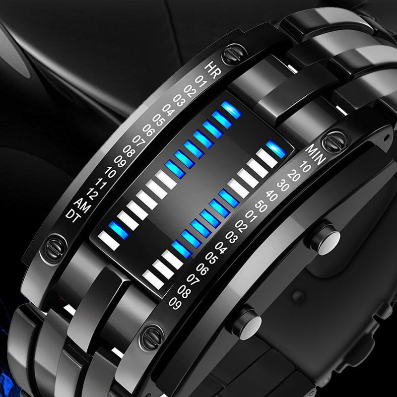 ⌚ Men's Binary LED Watch – Stainless Steel, Blue Light, Sporty, Water-Resistant, Modern ⚡