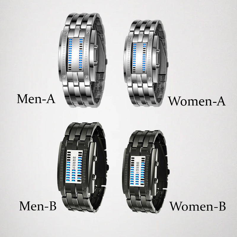⌚ Men's Binary LED Watch – Stainless Steel, Blue Light, Sporty, Water-Resistant, Modern ⚡
