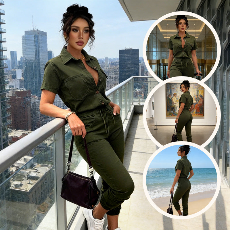 💖Short Sleeve Button-Front Jumpsuit for Women🌟